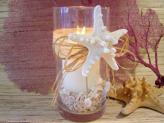 Beach Wedding Starfish Candle Vase Centerpiece, large