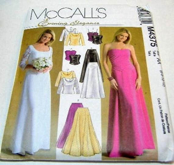 McCalls Pattern 4375 Misses Formal Wedding Lined Top and Skirt Size 6 8 10 