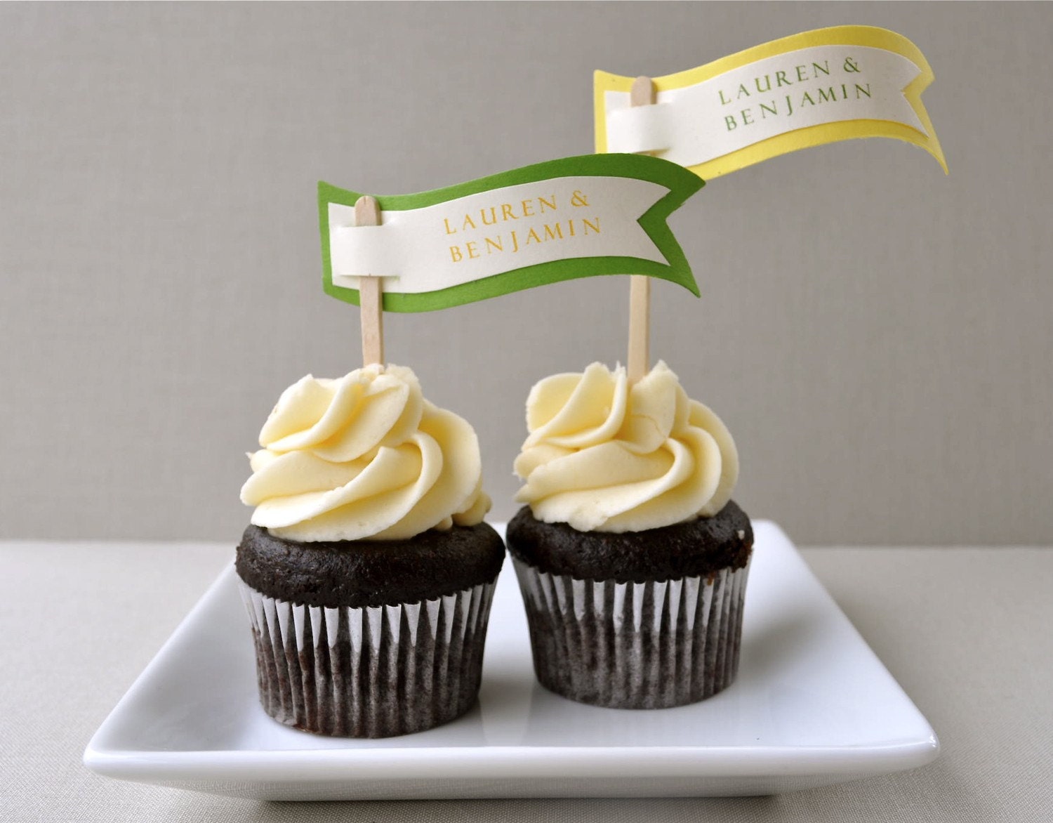 Lemon and lime personalized cupcake flags or cake toppers (set of 12)