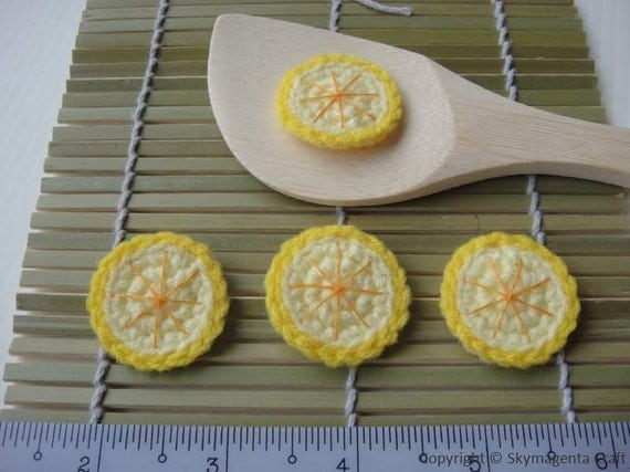 Crochet Applique - LEMON SLICE - Fruit