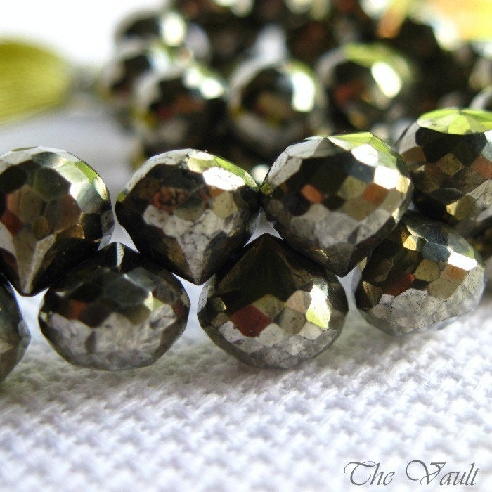 12 (6 pair) Pyrite 7-8mm onion faceted briolettes