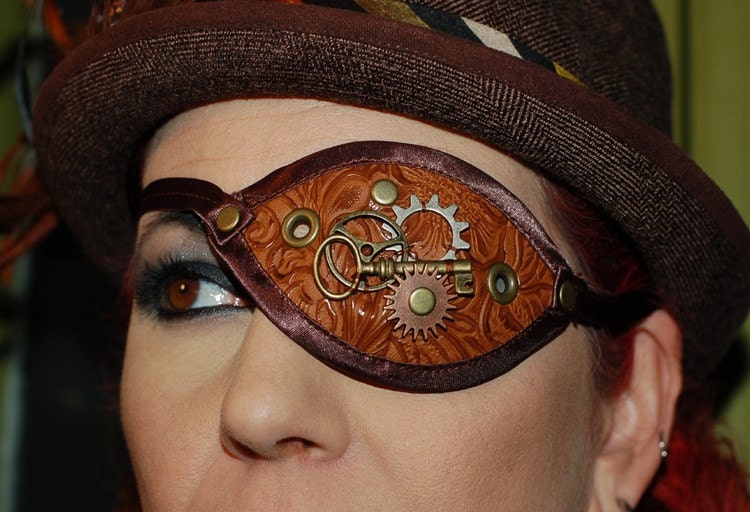 Darkwear Clothing - Brown Vinyl Steampunk Eyepatch Costume Piece