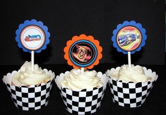 Hot Wheels Cupcake Toppers Personalized for Boy Hot Wheel Birthday Party