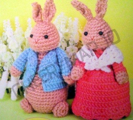 Crochet doll amigurumi PDF pattern - Peter Rabbit Couple