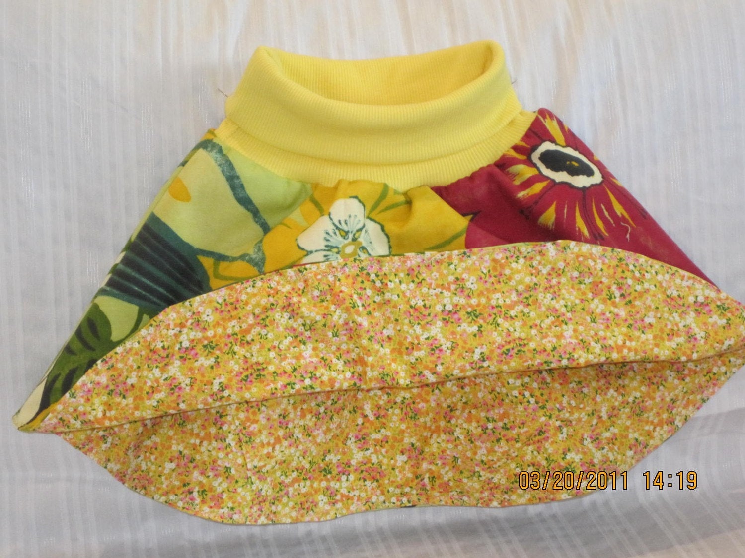 Reversible toddler skirt with knit waistband