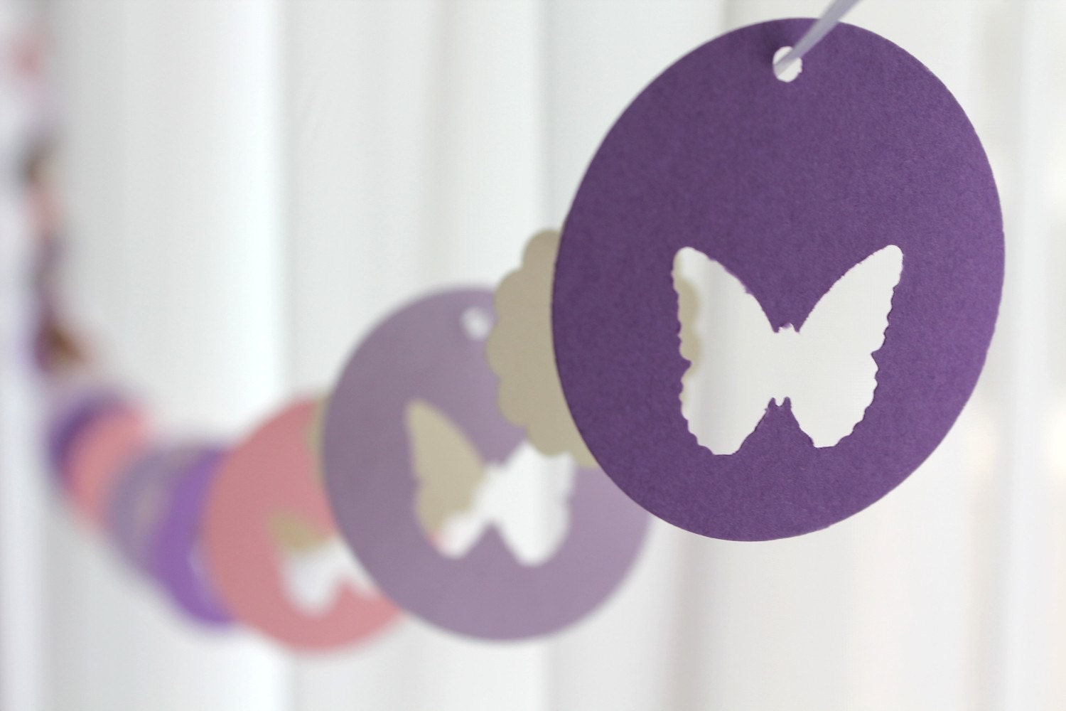 6 Foot - Spring Butterfly Garland in Purple and Pink - available in your choice of colors  -  Party Banner Garland perfect for Baby Showers