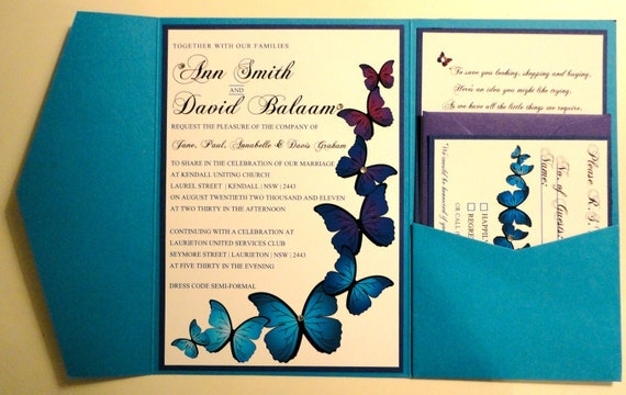 MultiColored Butterflies Wedding Invitation From 1OfAKindCustomDesign