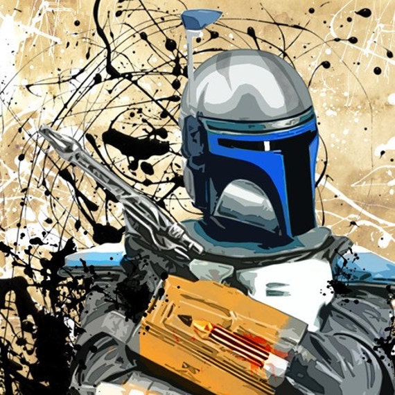 JANGO FETT Star Wars Pop Art illustration style Metallic Print Fan Art 
