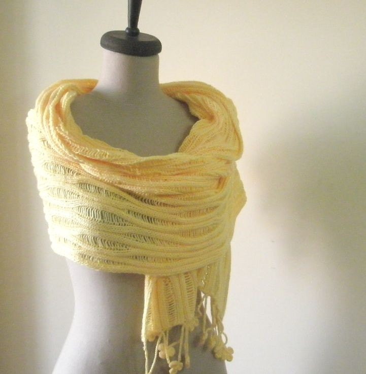 Yellow Shawl Knitting Shawl  Scarf RECTANGLE Wrap Stole Neckwarmer Cowl Spring Fashion Yellow Women Trend