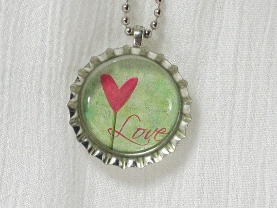 Bottlecap Necklace - Love Heart