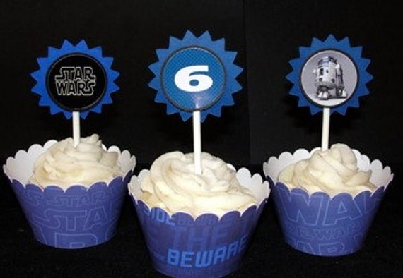 Personalized Star Wars Cupcake kit Wrappers Toppers