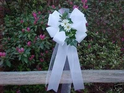 10 White Daisy Pew Bows Wedding Decorations Bridal