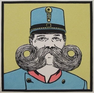 Original linocut: Beards of the World