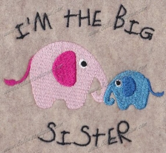 Big Sister Elephant Embroidery Design 4x4 Big Sister Elephant Embroidery Design 4x4