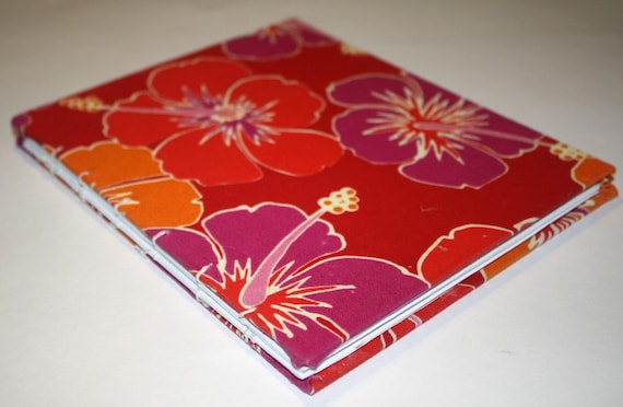 Red Floral Coptic Stitch Journal