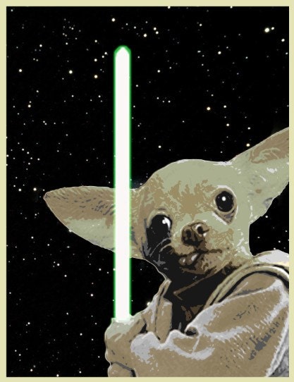 Digital Print Chihuahua Yoda Star Wars Pop Art
