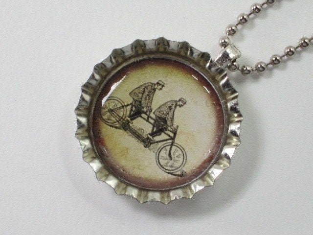 Bottlecap Necklace - Vintage Bicycle