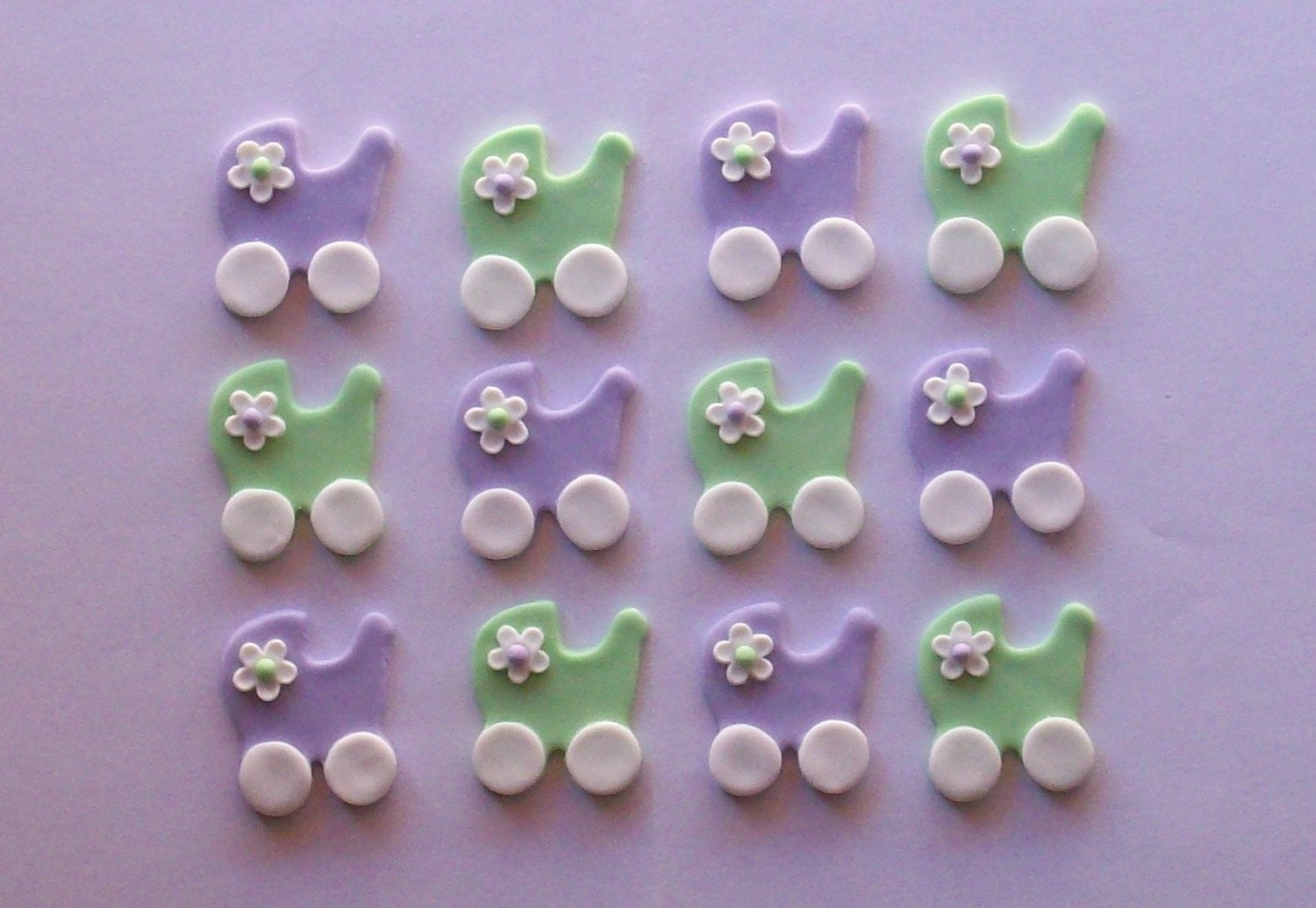 Fondant Baby Carriages - Cake/Cupcake Toppers - One Dozen