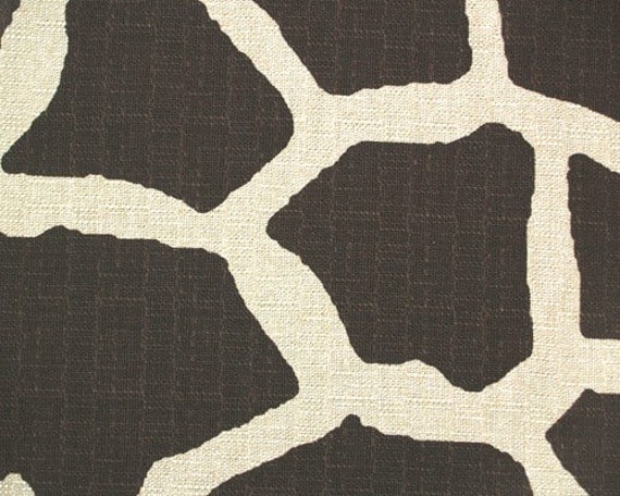 NEW-Designer Home Decor Fabric-Chocolate Brown and Natural Denton Giraffe-1 yard