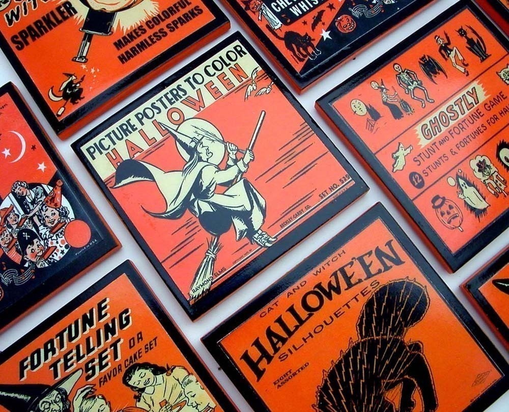 Vintage Halloween Coaster Set