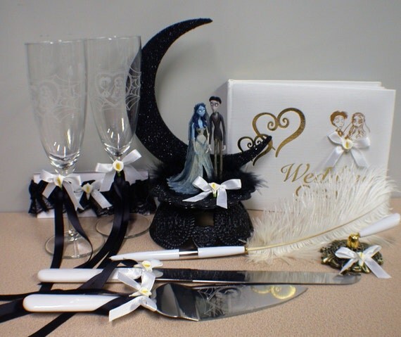 Corpse Bride Wedding Cake Topper Gafas MUCHO cuchillo libro de visitas de liga LUNA