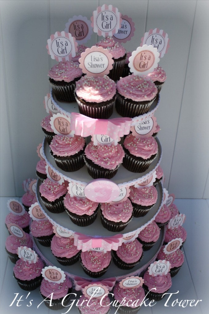 Baby Shower 4 Tier Cupcake Tower