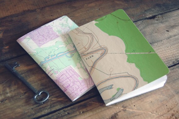 Woodland Topography Recycled Map Notebook - Random Selection