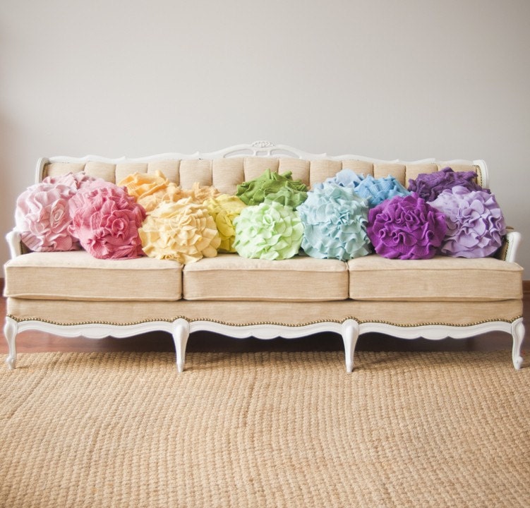 Custom color ruffle rose pillow SMALL - as seen on MSN.com GLO