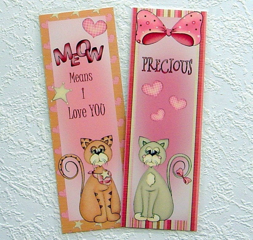 Bookmarks Cat Prints Laminated by SunnysWoodnGifts on Etsy from etsy.com
