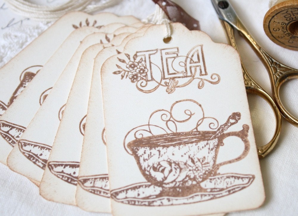 Teacup Gift Tags Shabby Chic Cottage Style Tags