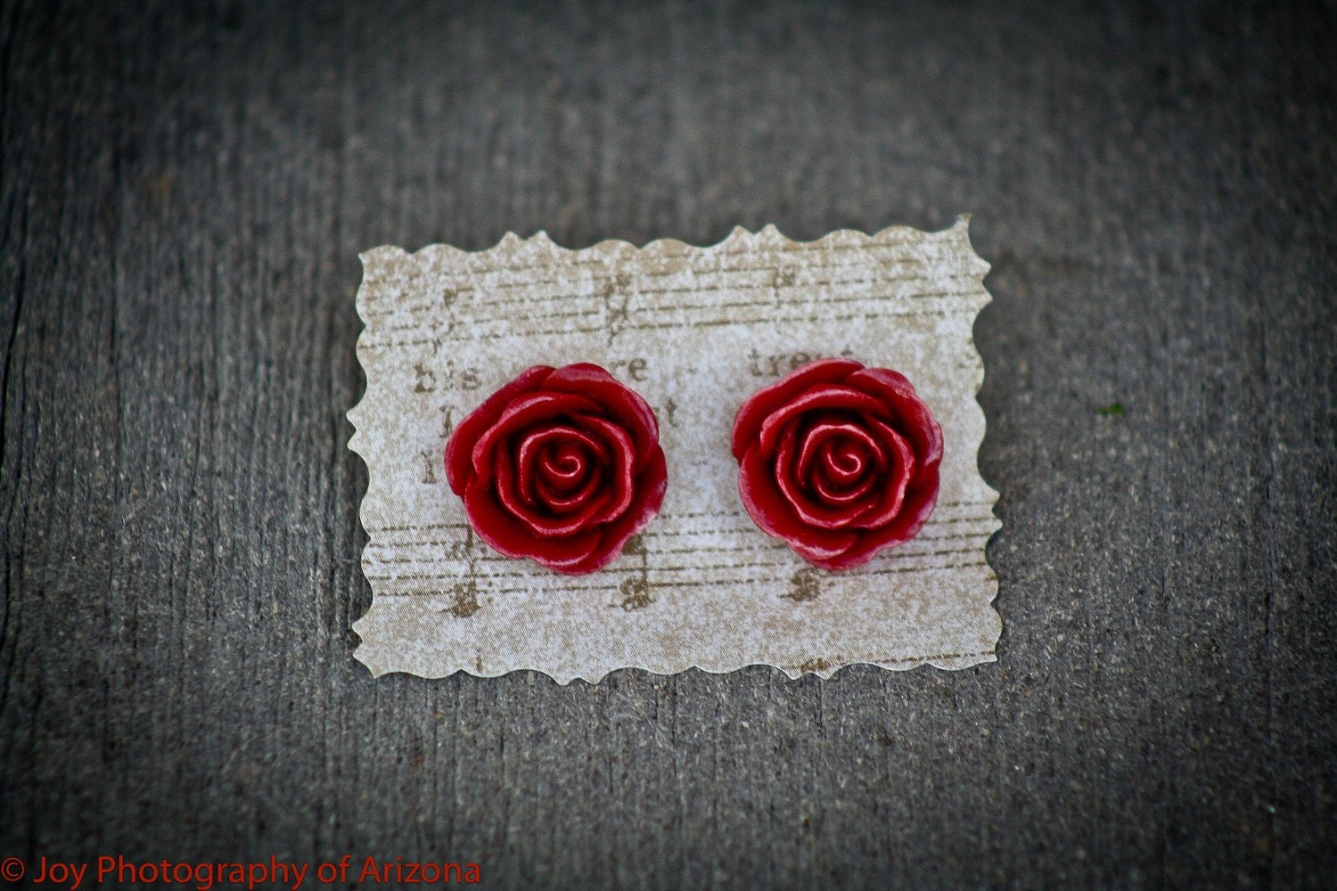 Burgundy Rosette Earrings