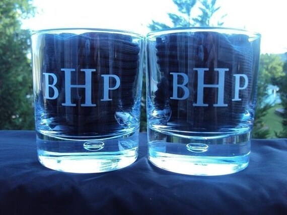 Etched Pair Personalized Straight Sided Rocks Glass  by Jackglass on Etsy