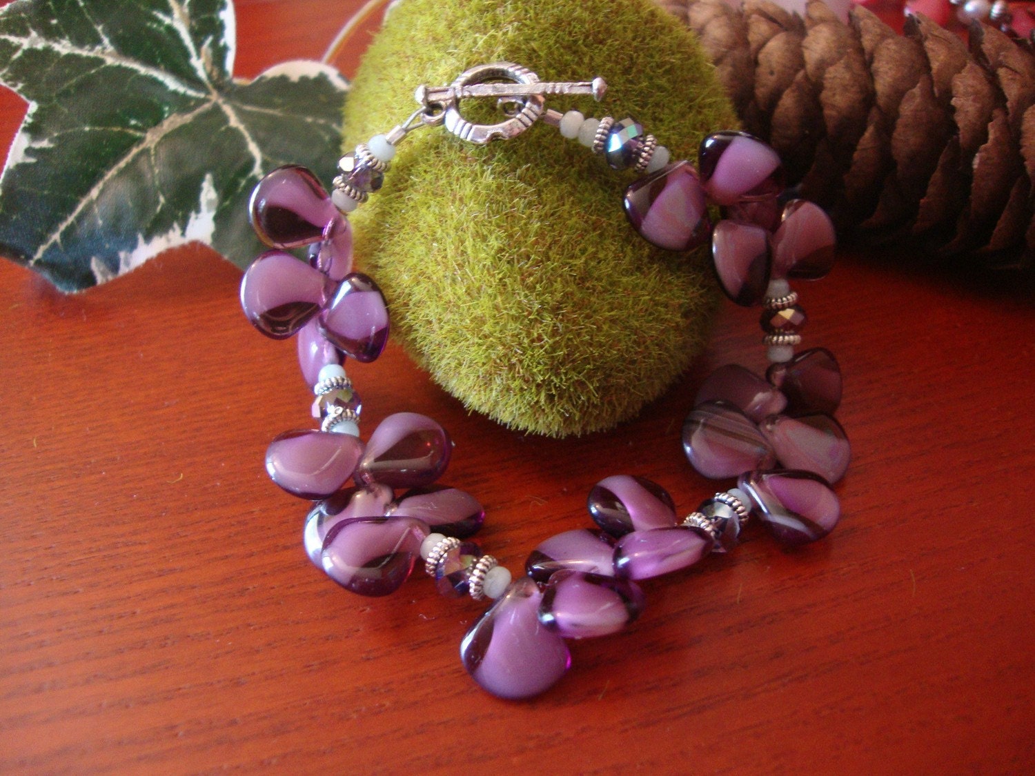 Purple Petal And Crystal Bracelet Preview 3