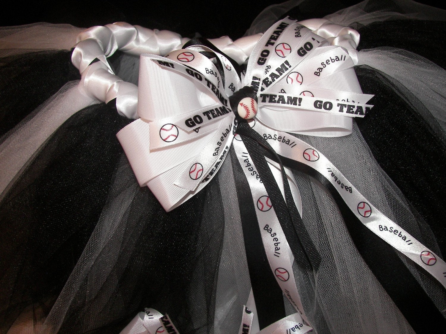 Baseball Bling Tutu Set--Lil Sis Design in Black and White-Lots of Bling-Free Headband