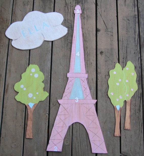 Eiffel Tower - Growth Chart - Personalized Cloud - Eco Friendly - Wood