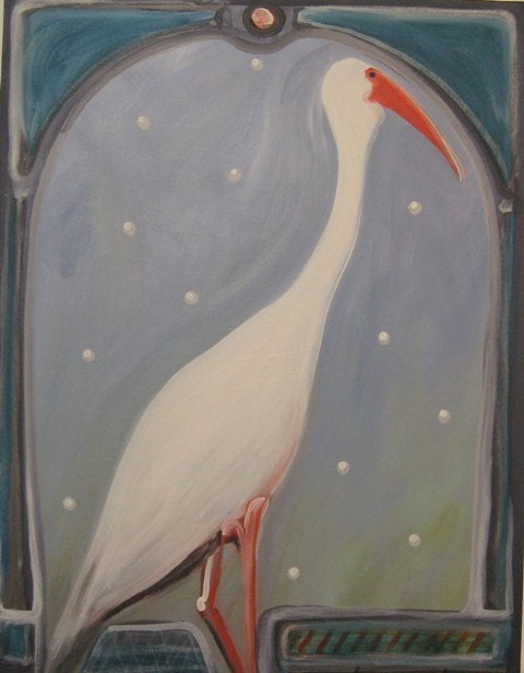 Ibis in Snow original painting
