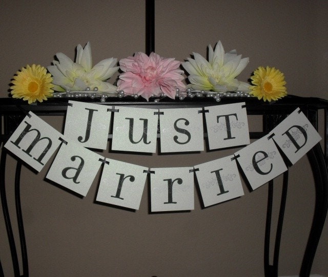 JUST MARRIED Double Banner Garland for Wedding/ Photo Prop/ Honeymoon Suite Decor CUSTOM