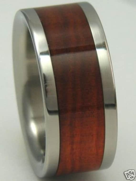 Tungsten Red Heart Wood Ring Custom Band Mens or Ladies Comfort Fit Wedding 