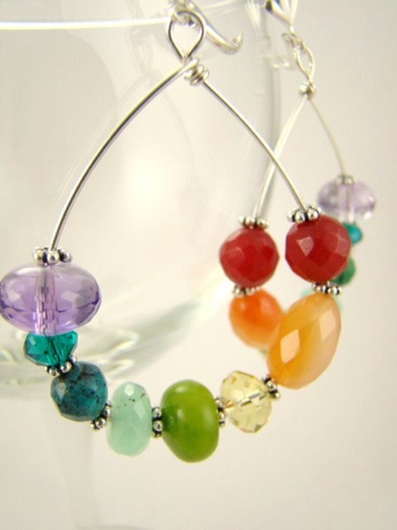 Rainbow Hoop Dangle Earrings, The Sweatpantress