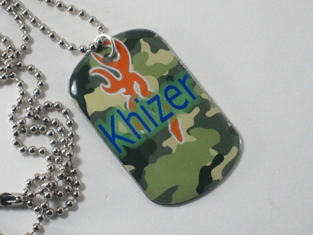PERSONALIZED Stainless Steel 30 mm Dog Tag Pendant on Ball Chain - 30 inches - You Choose the Text