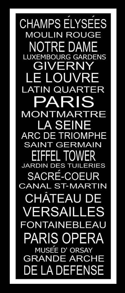 Subway Art Sign Paris Destination Typography Print 11.75x36