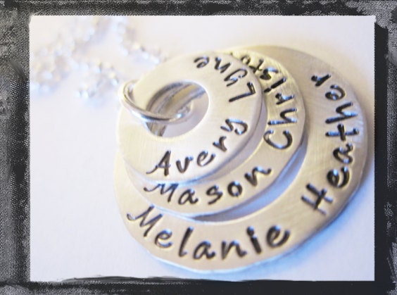 Personalized Necklace - Hand Stamped Sterling Silver Washer Jewelry