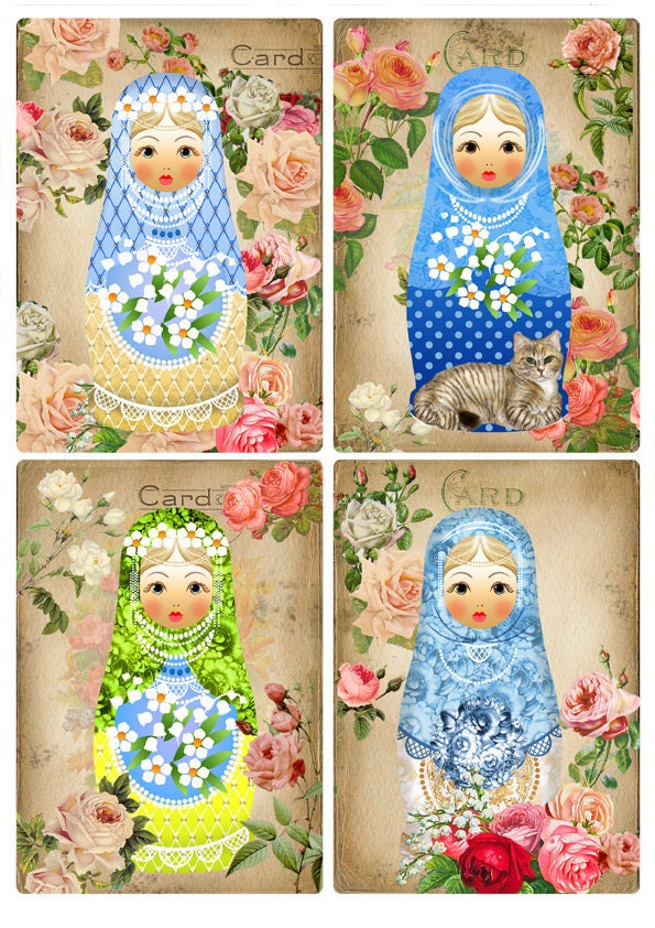 Matryoshka doll card set. Download and print 417