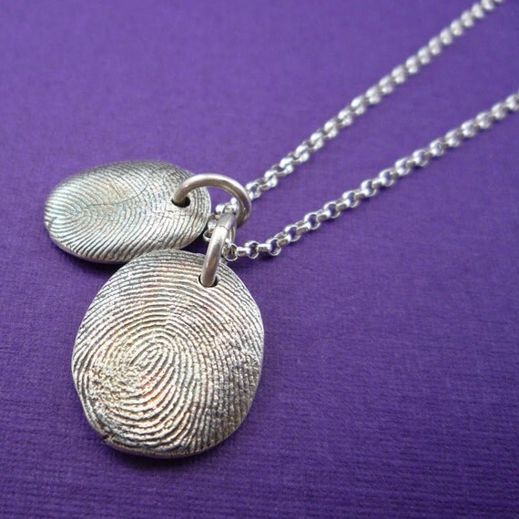 2 Fingerprints Charm Necklace - Custom Fingerprint Jewelry Made just for You