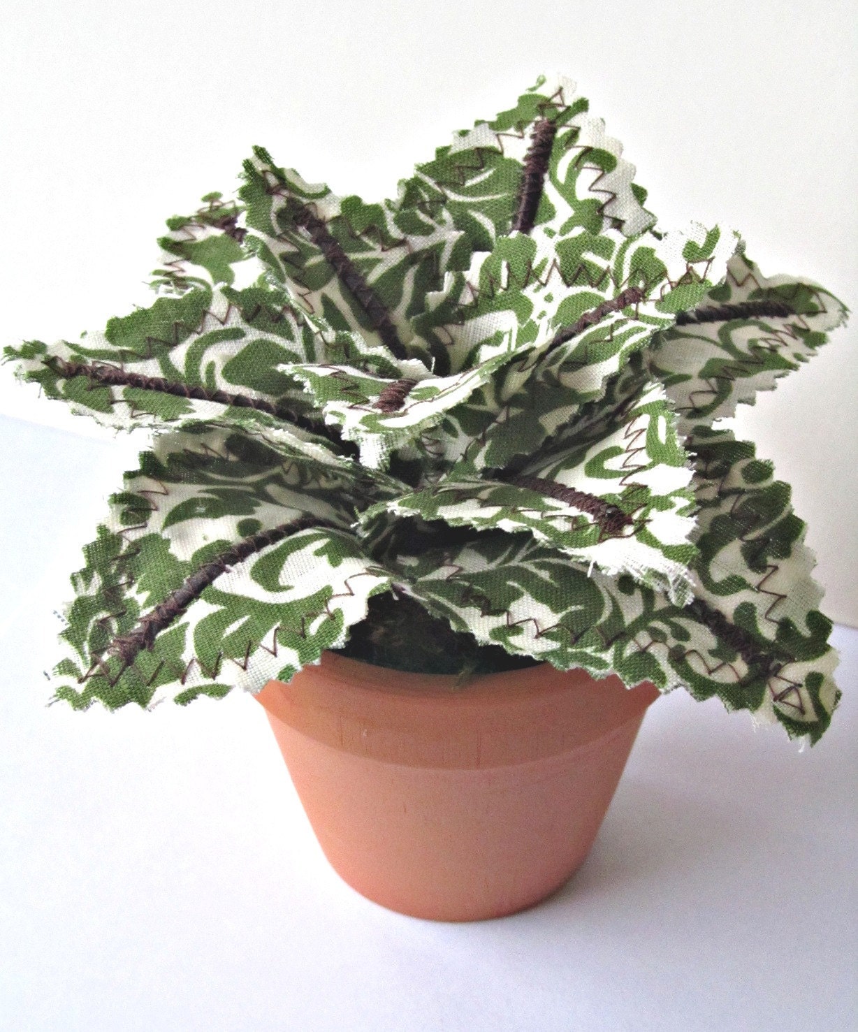 Fabric Leaf Potted Plant - Garden Green Linen