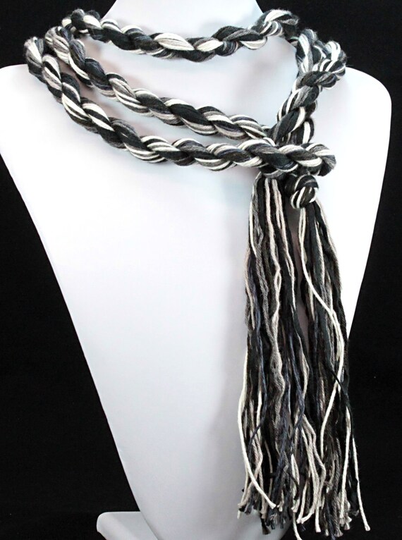 Skinny Scarf - Eco Friendly - Black Taffy - Organic Cotton, Soy and Bamboo Fibers