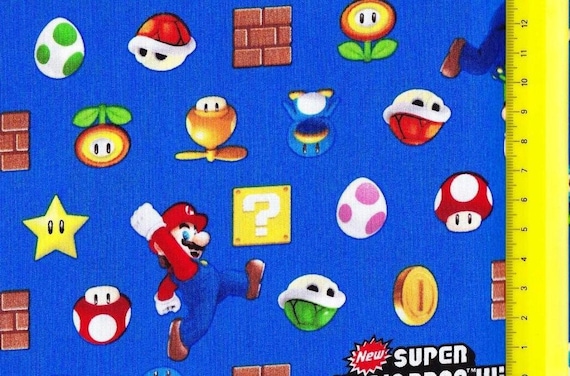 SUPER Mario fabric Blue color Half yard