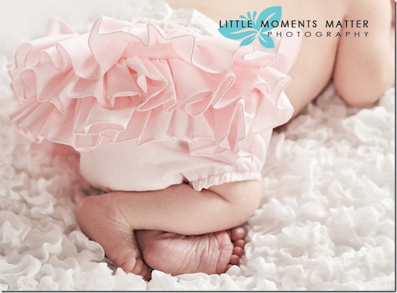 Pink Ruffle Baby Newborn Diaper Cover Bloomer Bloomer Fancy Pants Panty w/lots of Ruffles on the Butt Bottom by Bloomin' Bloomers