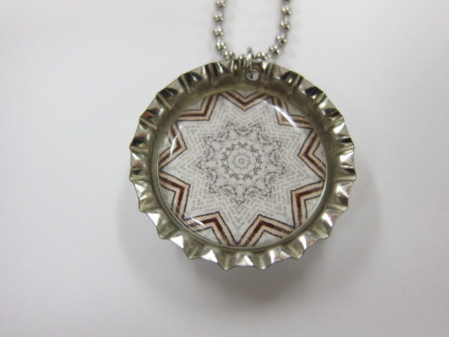 Bottlecap Necklace - MANDALA in Earthtones