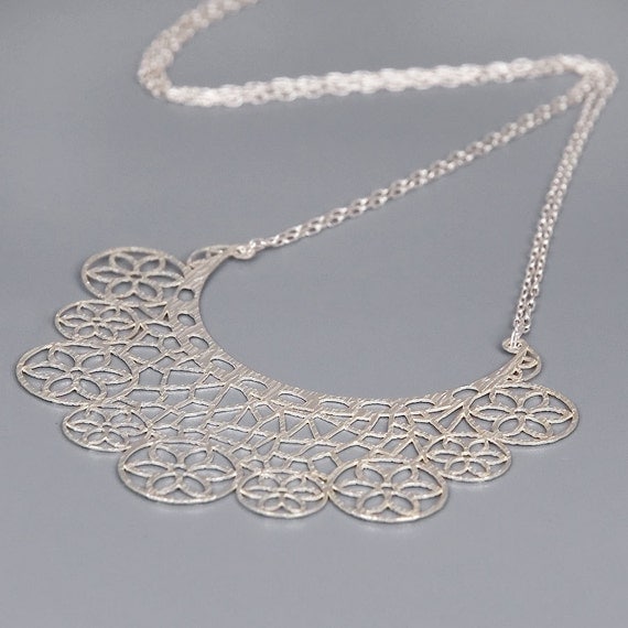 Sterling Silver Lace Necklace - Princes Necklace